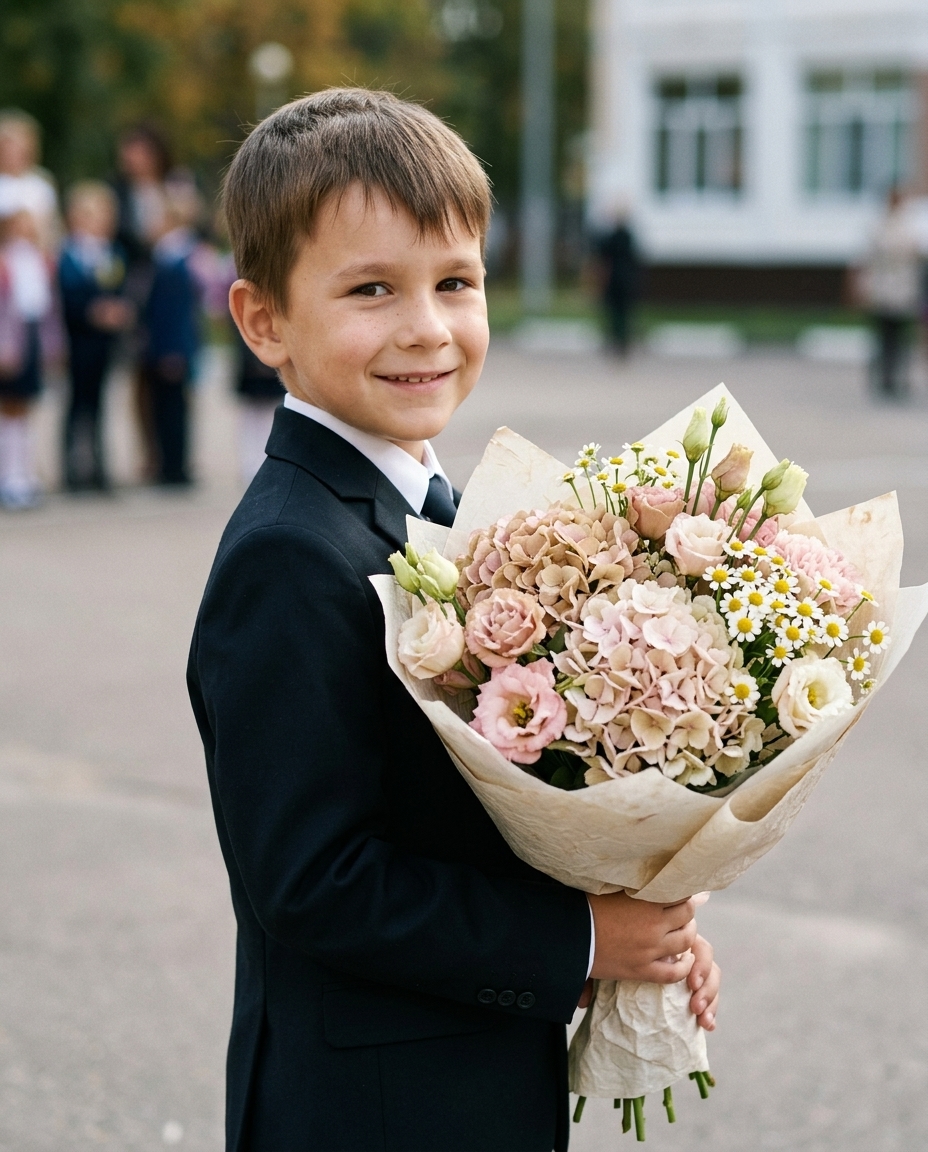 Мальчик с букетом 