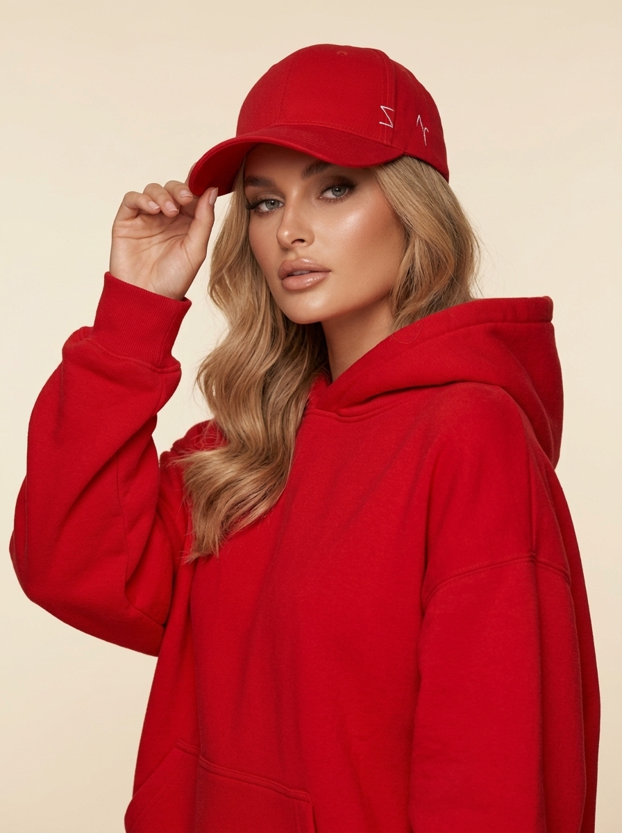 Красный total look: студийная фотосессия