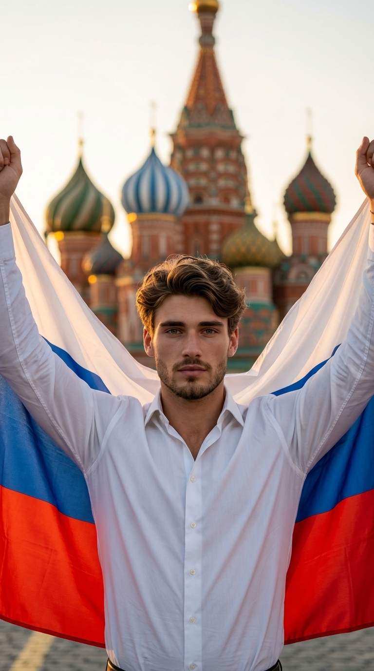 С флагом в Москве мужчина
