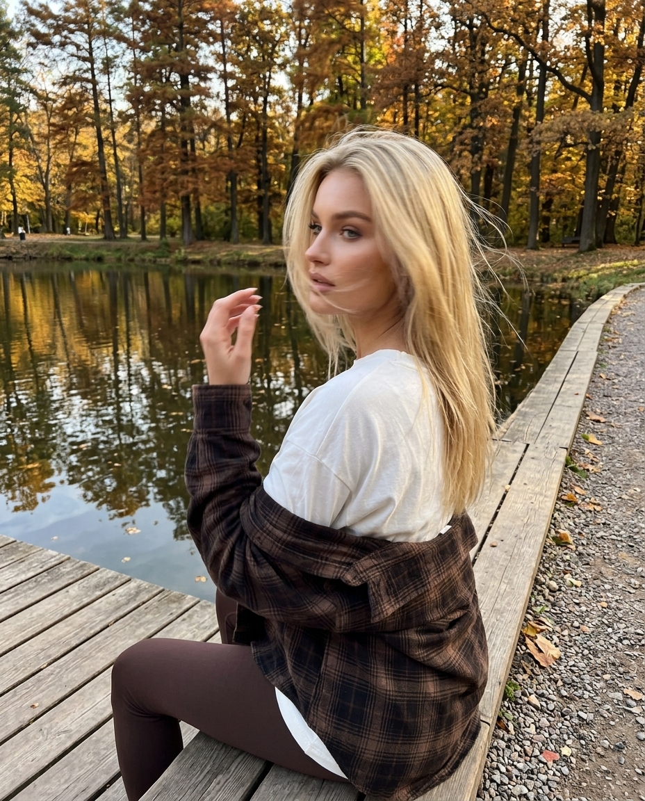 На деревянном пирсе у воды