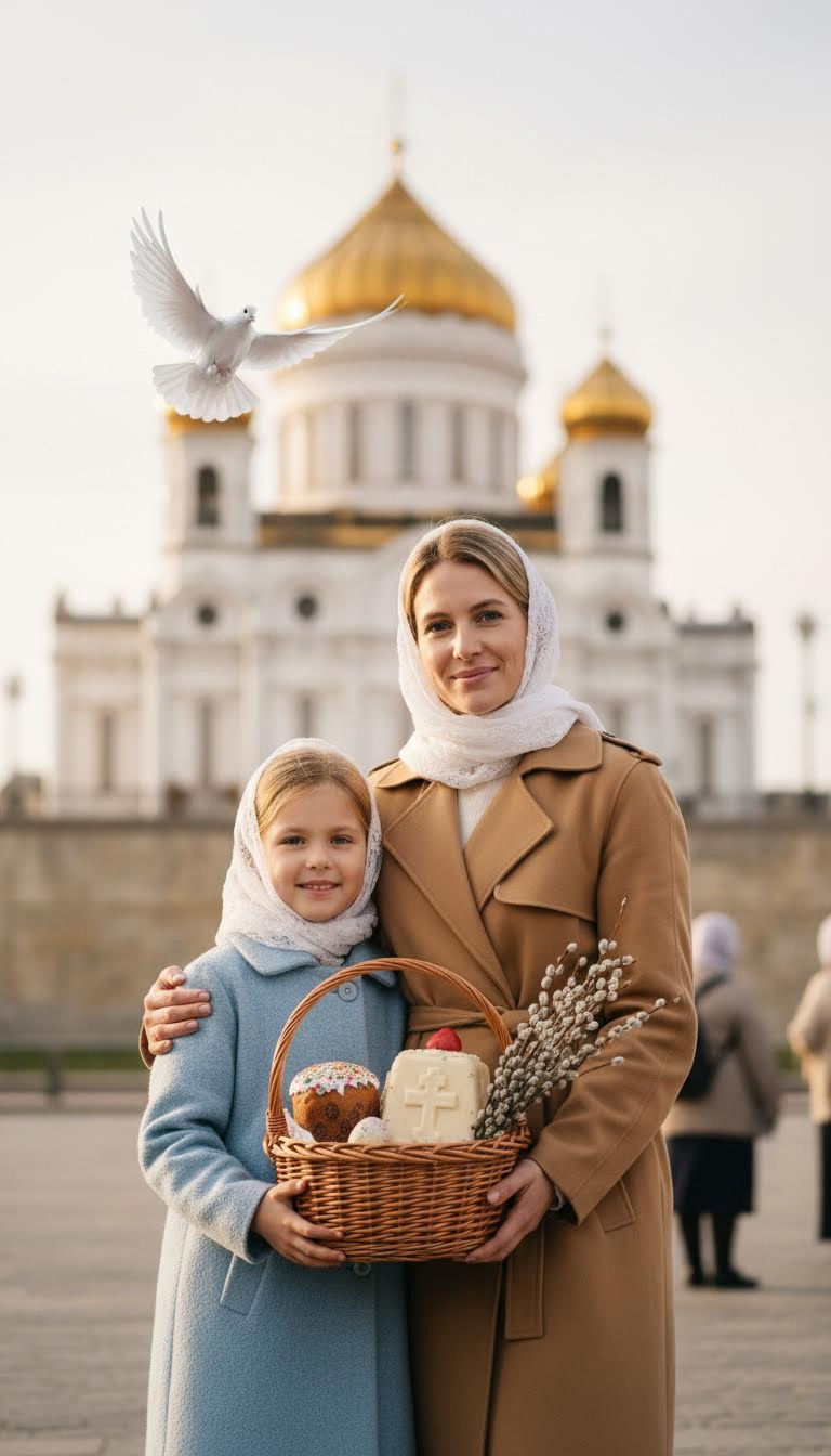 Мама и дочка на Пасху