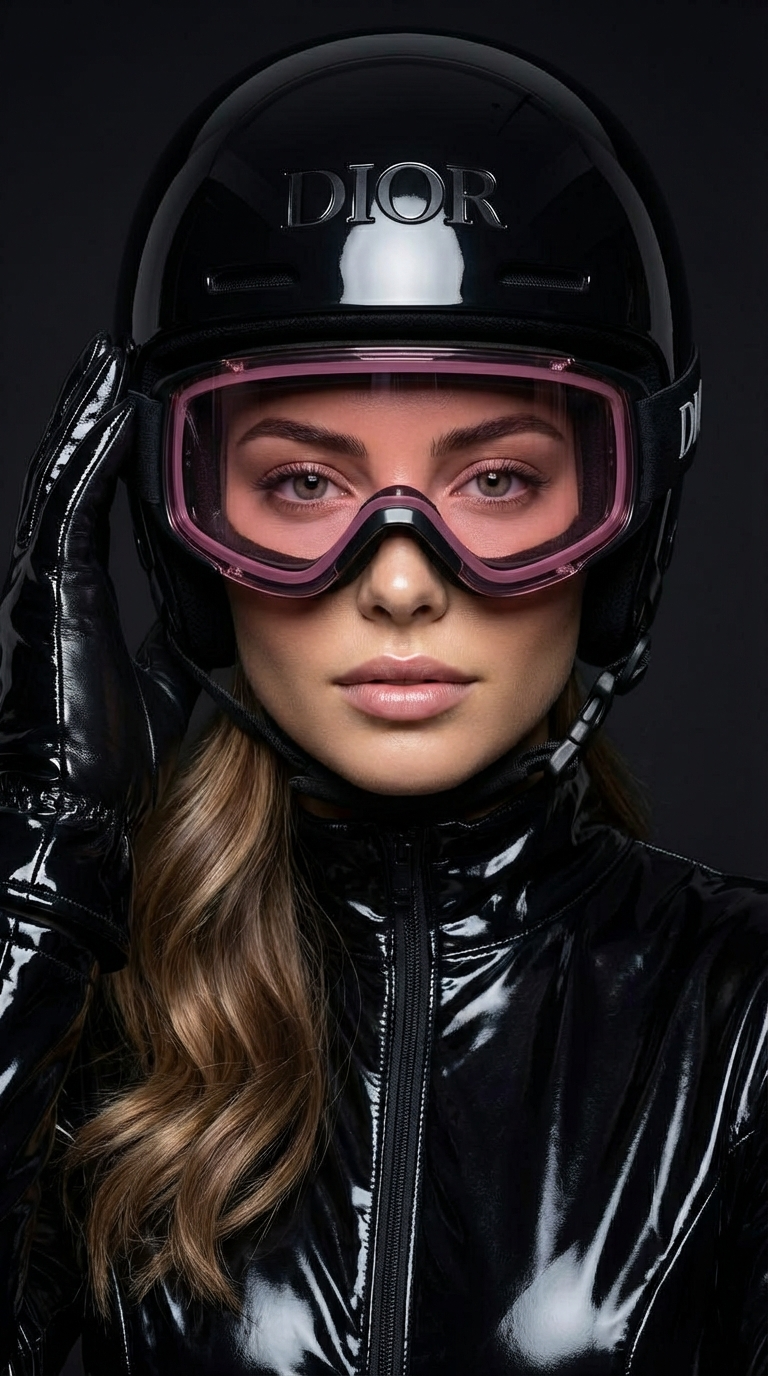 В шлеме «DIOR»,